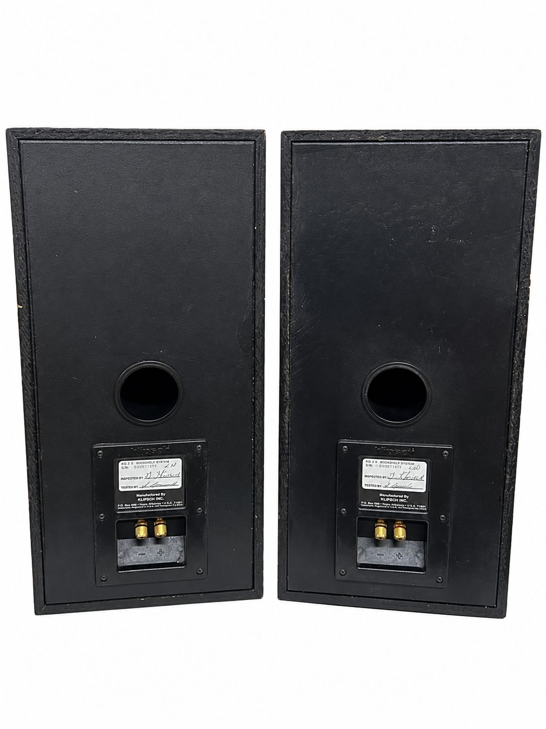 Altavoces Klipsch vintage vistos desde atrás
