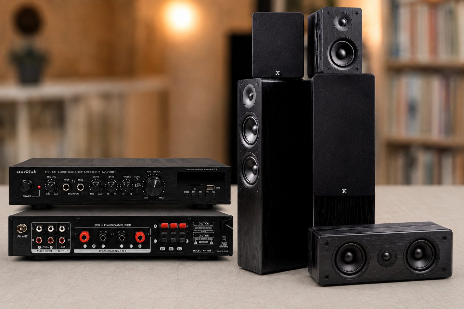 SET PARLANTES 5.0 HTS-705+ AMPLIFICADOR 5.0-AV298BT