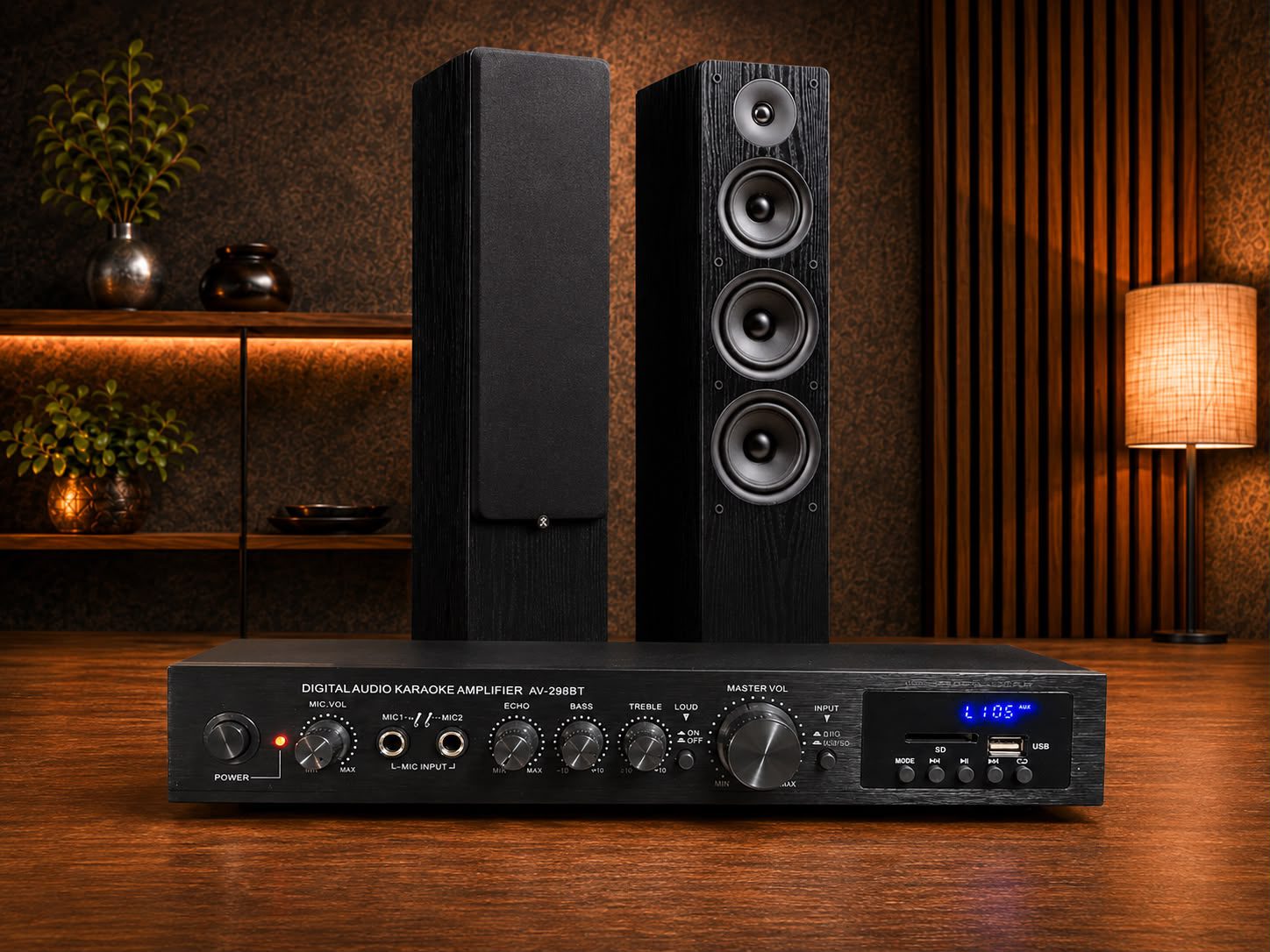 PARLANTES ST-703+ AMPLIFICADOR AV298 BT